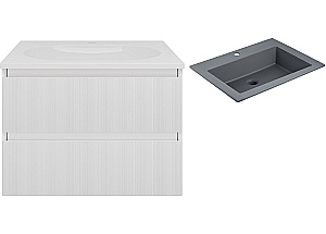 Тумба с раковиной Vincea Welle 60 VMC-2WL600MW/VCB-13600G белая матовая/раковина серая для ванной в интернет-магазине Sanbest