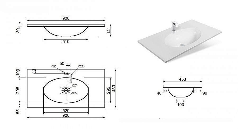 Тумба с раковиной Эстет Vegas 90 для ванной в интернет-магазине Sanbest