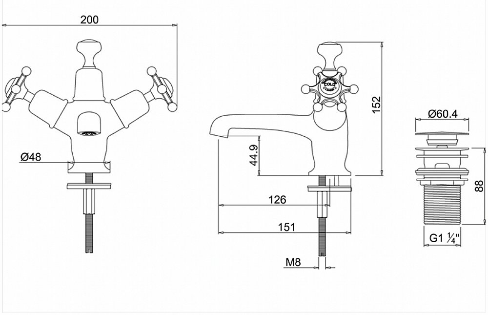 Смеситель для раковины Burlington BI6-QT купить в интернет-магазине сантехники Sanbest
