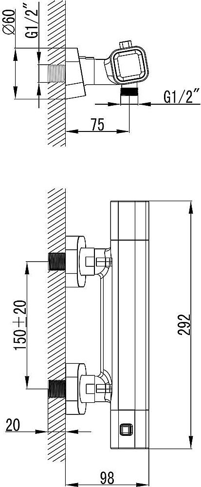 Смеситель для душа Ravak 10° TD 033.00/150 купить в интернет-магазине сантехники Sanbest