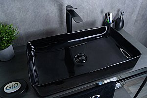 Раковина накладная Gid Geometrico 60 BL9396 53346 черная купить в интернет-магазине Sanbest