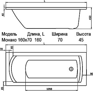 Ванна акриловая Santek Монако 1WH111977 160x70 купить в интернет-магазине Sanbest