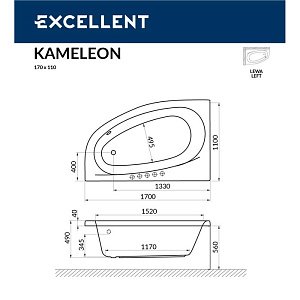 Ванна акриловая EXCELLENT Kameleon 170x110 SOFT хром купить в интернет-магазине Sanbest