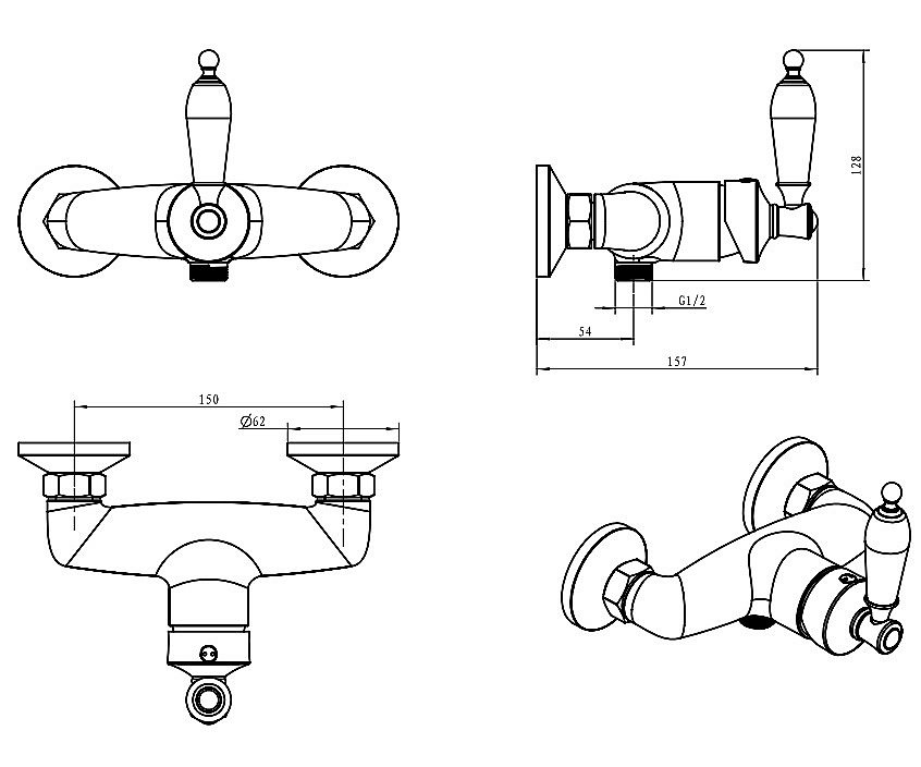 Смеситель для душа Boheme Vogue 204-PR бронза/ручка Provanse купить в интернет-магазине сантехники Sanbest