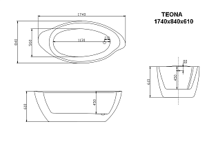 Ванна акриловая Lagard Teona White Star 174х84 белая купить в интернет-магазине Sanbest