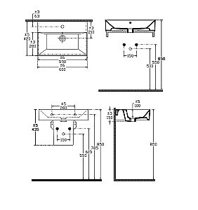 Раковина ISVEA SistemaZ Frame 60 10SF50060SV-2C антрацит матовый купить в интернет-магазине Sanbest