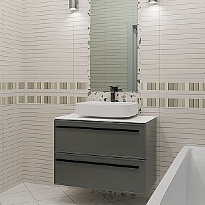 Тумба с раковиной LA FENICE Elba Grigio TWIN 90 серая/столешница белая для ванной в интернет-магазине Sanbest