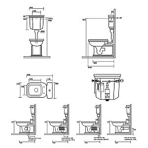 Унитаз напольный Kerasan Waldorf 4116 c низким бачком 4183 Белый/ручка золото купить в интернет-магазине Sanbest