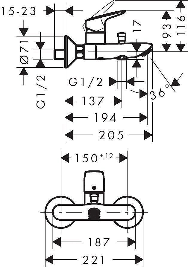Смеситель для ванны Hansgrohe Logis 71400000 купить в интернет-магазине сантехники Sanbest