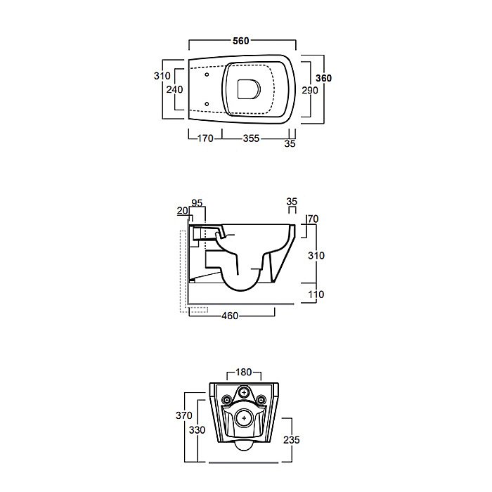Унитаз подвесной SIMAS Baden Baden BB18nero matt безободковый, черный матовый купить в интернет-магазине Sanbest