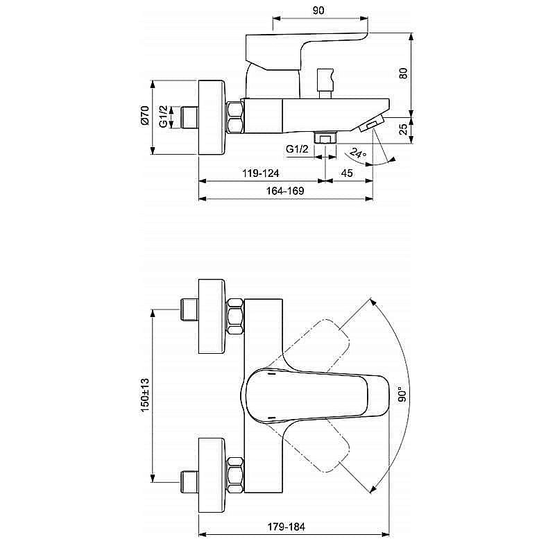 Смеситель для ванны Ideal Standard Ceraplan III B0718AA купить в интернет-магазине сантехники Sanbest