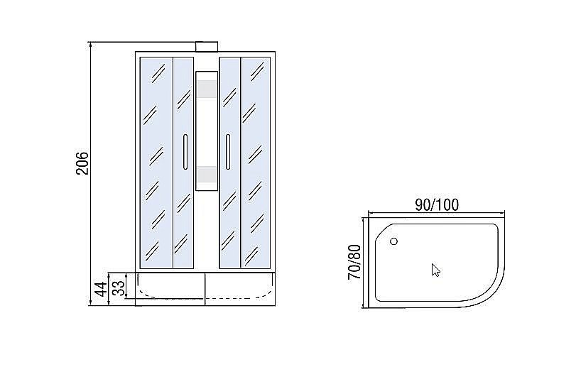 Душевая кабина Мономах Б/К 100/80/44 МЗ купить в интернет-магазине Sanbest