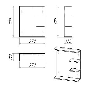 Зеркало Grossman ПОЛО 205701-1 57 дуб сонома светлый/белый глянцевый в ванную от интернет-магазине сантехники Sanbest