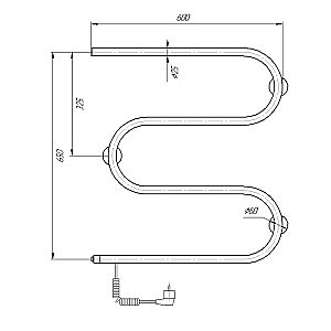 Полотенцесушитель электрический Domoterm М-образный DMT 107-25 60x60 EK хром купить в интернет-магазине сантехники Sanbest