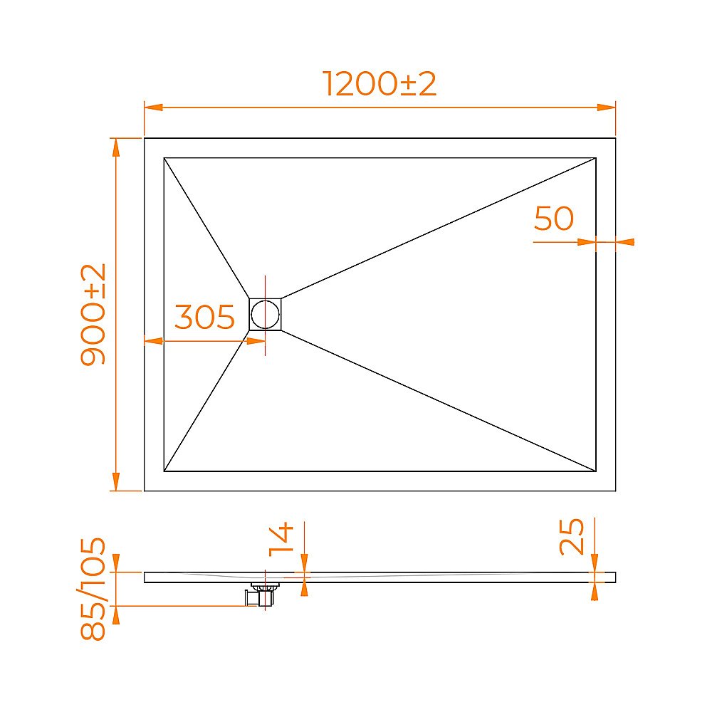Душевой поддон RGW Stone Tray ST-W 16152912-001 90х120 белый купить в интернет-магазине Sanbest