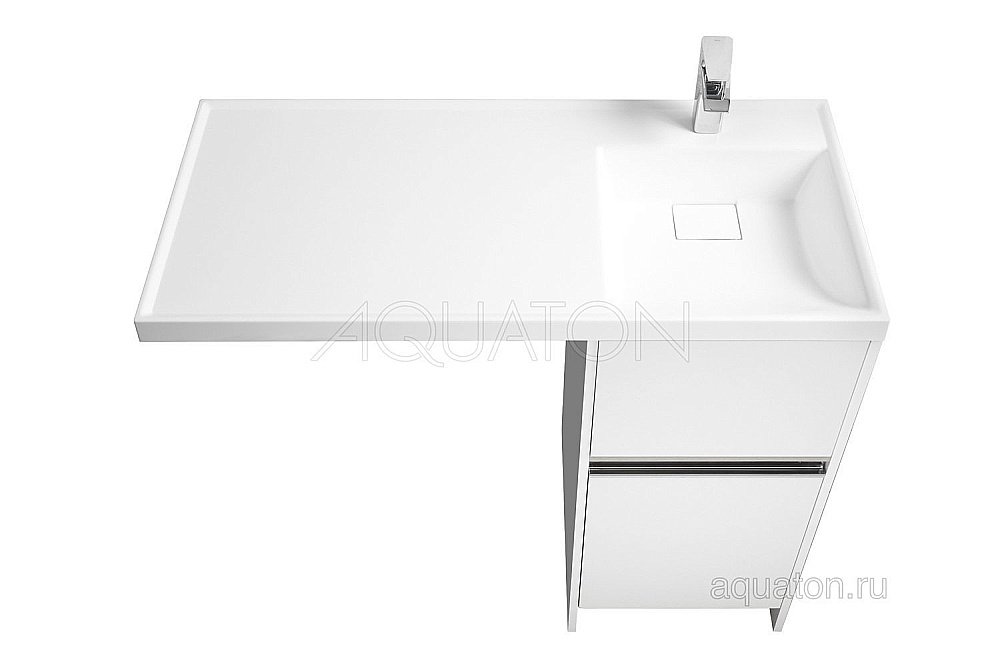 Тумба с раковиной Акватон Лондри 105 белая глянцевая для ванной в интернет-магазине Sanbest