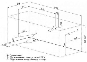 Акриловая ванна Aquanet Tessa NEW 242925 170x70 с к/с купить в интернет-магазине Sanbest