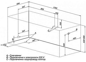 Акриловая ванна Aquanet Tessa NEW 242925 170x70 с к/с купить в интернет-магазине Sanbest