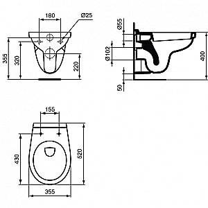 Унитаз подвесной Ideal Standard Ecco E876901 белый купить в интернет-магазине Sanbest