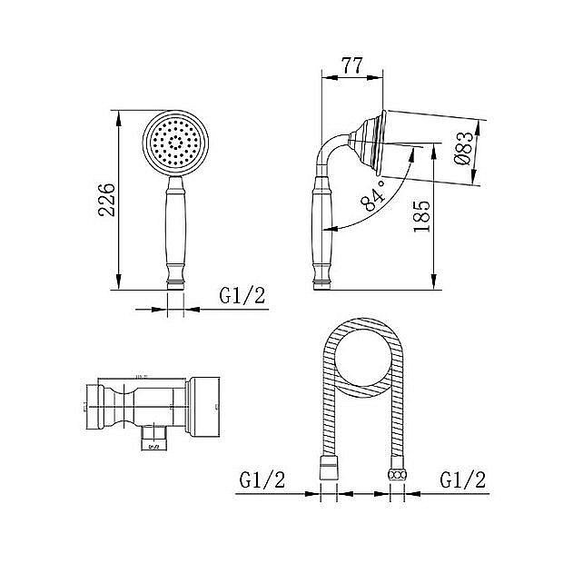 Душевой гарнитур Caprigo Parts 99-562-CRM купить в интернет-магазине сантехники Sanbest