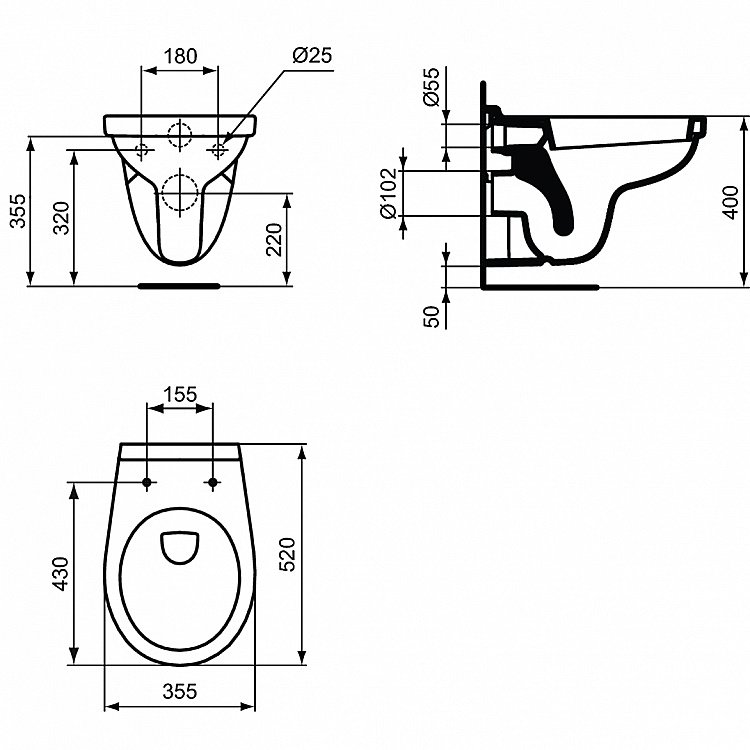 Унитаз подвесной Ideal Standard Ecco E876901 белый купить в интернет-магазине Sanbest