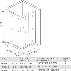 Душевой уголок Good door INFINITY CR 80x80 прозрачный купить в интернет-магазине Sanbest