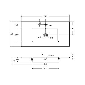 Раковина Cezares CZR-8002-90 белая купить в интернет-магазине Sanbest