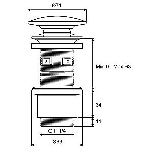 Донный клапан Excellent 1485.01 71 черный купить в интернет-магазине сантехники Sanbest