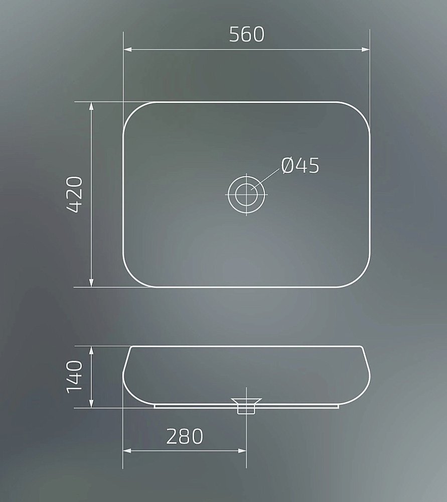 Раковина накладная Gid Geometrico 56 N9243 51135 белая купить в интернет-магазине Sanbest
