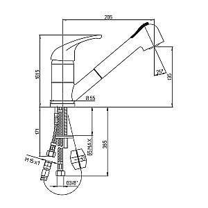 Смеситель для кухни PAINI Pilot 04CR568RU хром купить в интернет-магазине сантехники Sanbest