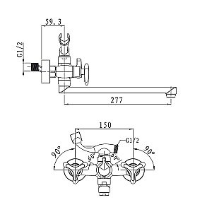 Смеситель для ванны Kaiser Trio 57055 купить в интернет-магазине сантехники Sanbest