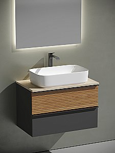 Тумба с раковиной Sancos DELTA 80 со столешницей, дуб красный/графит для ванной в интернет-магазине Sanbest