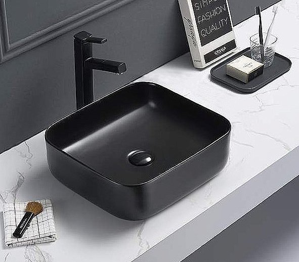 Раковина накладная Ceramalux NC 2106 39 черная матовая купить в интернет-магазине Sanbest