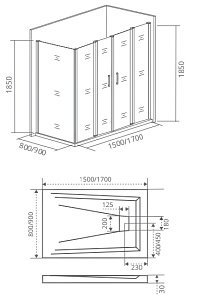 Душевой уголок Good door INFINITY WTW-TD+SP 170x80 прозрачный купить в интернет-магазине Sanbest