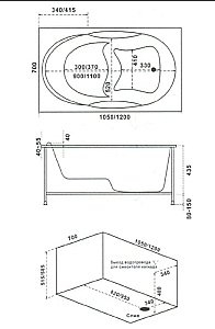 Ванна акриловая BAS Рио СТАНДАРТ 120x70 купить в интернет-магазине Sanbest