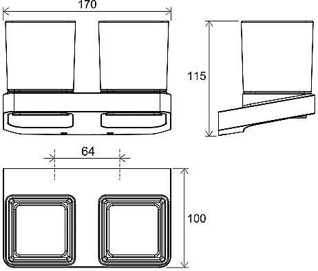 Держатель с двумя стаканами Ravak 10° X07P558 черный матовый купить в интернет-магазине сантехники Sanbest