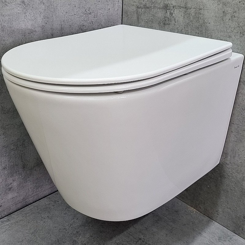 Унитаз подвесной CeramaLux TR5178 белый, безободковый, с крышкой микролифт, слив торнадо купить в интернет-магазине Sanbest