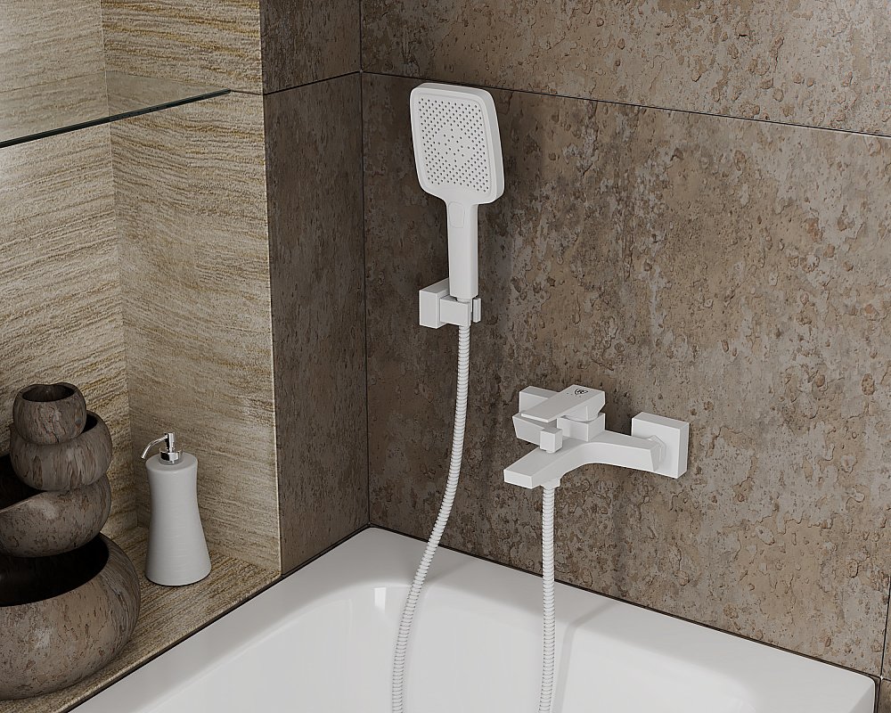 Смеситель для ванны Rush Thira TR3635-44White белый матовый купить в интернет-магазине сантехники Sanbest