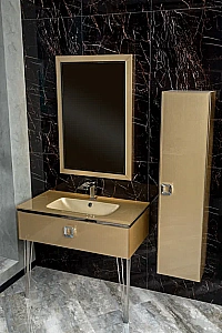 Консоль с раковиной Armadi Art LUCIDO 100 светлое золото для ванной в интернет-магазине сантехники Sanbest