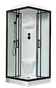 Душевая кабина Royal Bath RB 90HP6-WT-BL 90x90 стекло прозрачное/профиль черный купить в интернет-магазине Sanbest