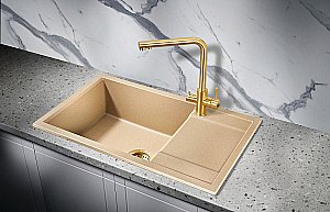 Мойка кухонная Milacio Navarra 78 Cuarzo MC.77054 бежевая купить в интернет-магазине сантехники Sanbest