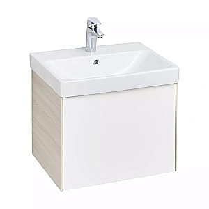 Тумба с раковиной Акватон Асти 55 белая глянцевая/ясень шимо для ванной в интернет-магазине Sanbest