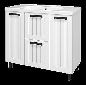 Тумба с раковиной Misty Спарта -100 П-Спа-06100-01-012Я белая для ванной в интернет-магазине Sanbest