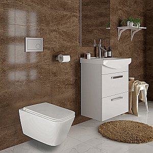 Унитаз подвесной с инсталляцией Azario Mona AZ-8010-1000+AZ-0057 белый, безободковый, с крышкой микролифт купить в интернет-магазине Sanbest