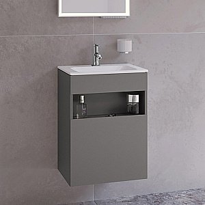 Тумба с раковиной KEUCO STAGELINE 32822290001 46 петли слева, инокс матовый для ванной в интернет-магазине Sanbest