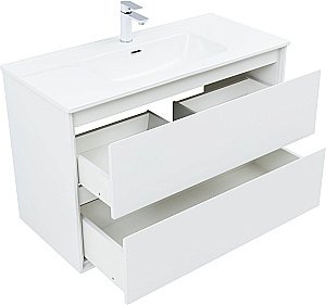 Тумба с раковиной Aquanet Милан 336370/330426 100 белый глянец для ванной в интернет-магазине Sanbest