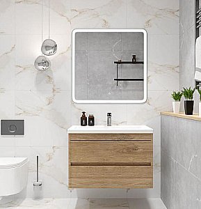 Тумба с раковиной Art&Max Family-M 75 подвесная, дуб харбор золотой для ванной в интернет-магазине Sanbest