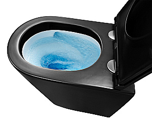 Унитаз подвесной Azario Teramo AZ-0053-UQ3-MB черный матовый, безободковый, с крышкой микролифт, слив торнадо купить в интернет-магазине Sanbest