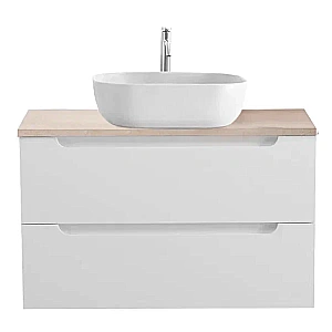 Тумба с раковиной и столешницей BelBagno ETNA 80 ETNA80BL-KEPMCO-1302-SET белая глянцевая для ванной в интернет-магазине Sanbest