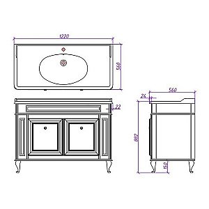 Тумба с раковиной Caprigo Fresco 120 SN белая для ванной в интернет-магазине Sanbest
